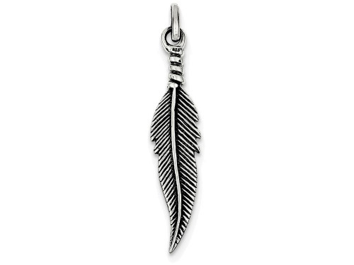 FJC Finejewelers Sterling Silver Antiqued Feather Pendant Necklace Chain Included QC6598T