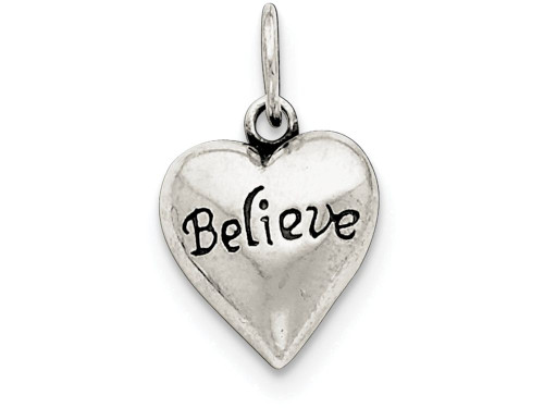 FJC Finejewelers Sterling Silver Antiqued Believe Pendant Necklace Chain Included QC5964T