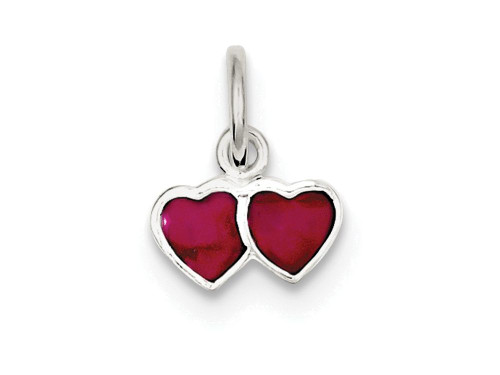 FJC Finejewelers Sterling Silver Pink Enameled Double Heart Charm QC6024T