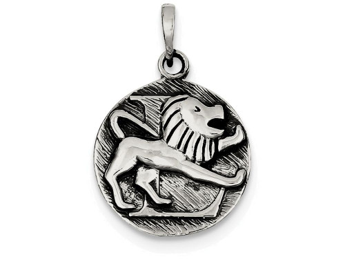 FJC Finejewelers Sterling Silver Polished Antique Finish Leo Horoscope Pendant Necklace Chain Included QC7416T