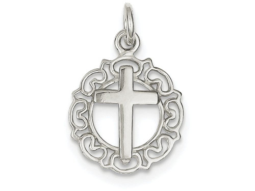 FJC Finejewelers Sterling Silver Circle and Cross Pendant Necklace Chain Included QC7403T