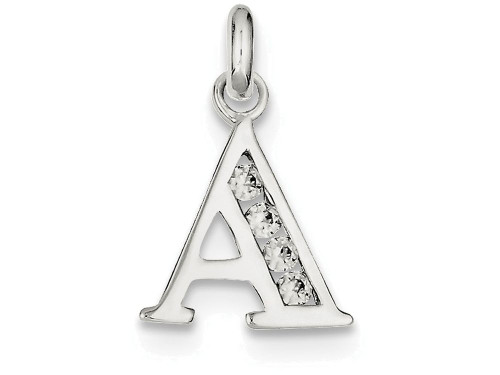 FJC Finejewelers Sterling Silver White Cubic Zirconia Initial a Pendant Necklace Chain Included QC6716AT