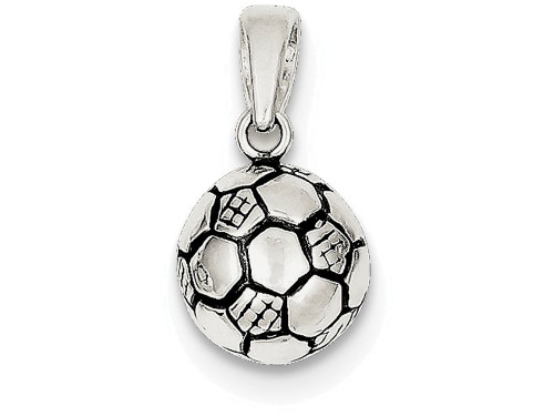 FJC Finejewelers Sterling Silver Antiqued Soccer Ball Pendant Necklace Chain Included QC7135T