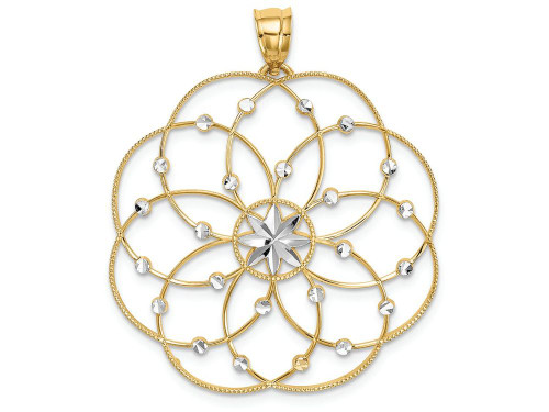 FJC Finejewelers 14k Yellow Gold with Rhodium Bright Cut Spiral Circle Charm PRF313A