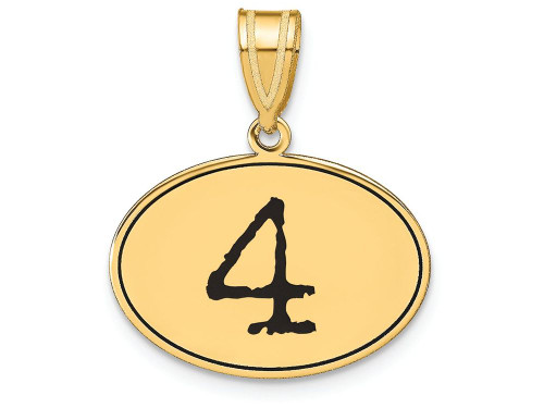 Finejewelers 14k Yellow Gold Polished Number 4 Black Epoxy Oval Charm