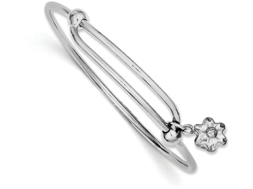 FJC Finejewelers Sterling Silver Rhodium Plated Polished Flower Baby Bangle QB671T
