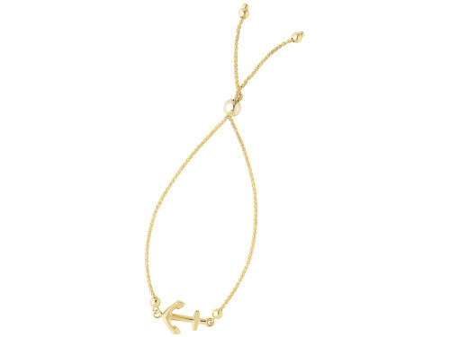 Finejewelers 14k Yellow Gold 9.25 Inch Wheat Friendship Adjustable Bracelet Sideways Anchor Draw String Clasp 470109A