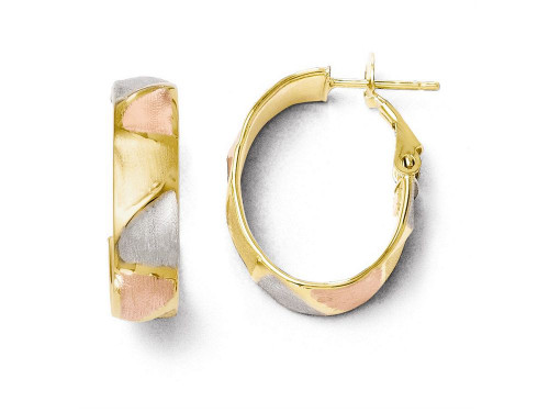 Finejewelers 14k Yellow Gold and Rhodiumpolished and Satin Hoop Earrings