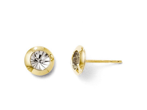 FJC Finejewelers 14 kt Two Tone Gold Rhodium and Polished and Bright Cut Post Earrings LESLE619C