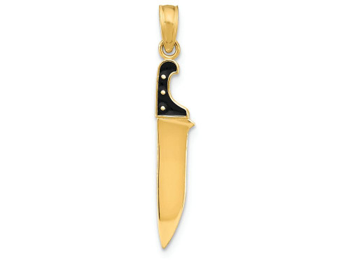 Finejewelers 14k Yellow Gold 3d Butcher Knife with Black Enamel Charm