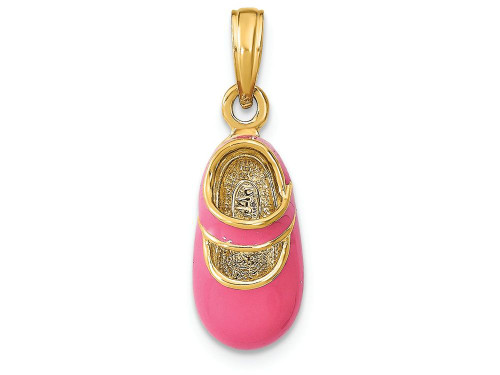 Finejewelers 14k Yellow Gold 3d Baby Shoe with Pink Enamel (girl Style) Charm