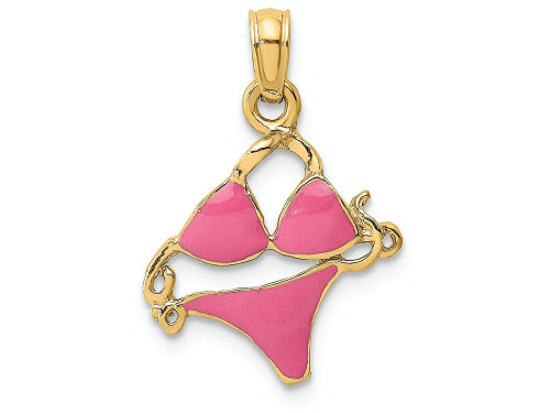 Finejewelers 14k Yellow Gold Pink Enameled Bikini Bathing Suit Charm