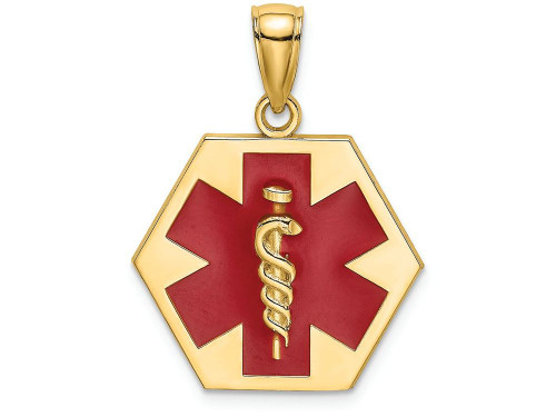 Finejewelers 14k Yellow Gold Enameled Caduceus Medical Disc Engraveable Charm