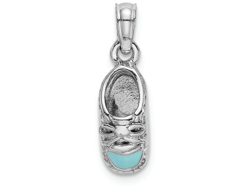Finejewelers 14k White Gold 3d White Baby Shoe with Light Blue Enamel Accent Charm