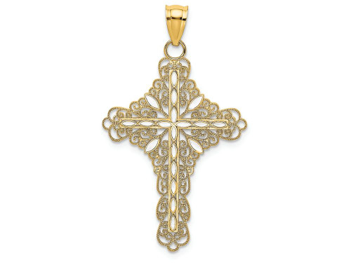 Finejewelers 14k Yellow Gold White Enamel Filigree Cross Charm