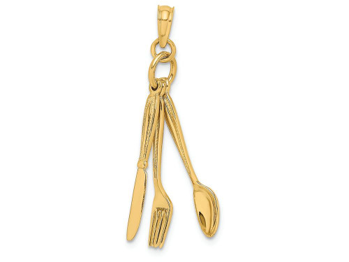 Finejewelers 14k Yellow Gold 3d Table Knife Fork Spoon Collection Moveable Charm