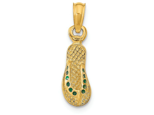 FJC Finejewelers 14k Yellow Gold Green Dotted Enamel Single Flip-flop Charm K6673A