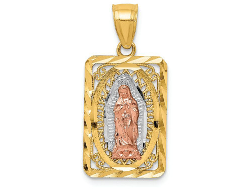 FJC Finejewelers 14k Two-tone Gold with Rhodium Bright Cut Lady Of Guadalupe Charm K6350C