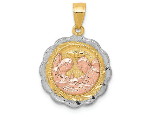 Finejewelers 14k Yellow Gold Rose with Rhodium Baptism Charm