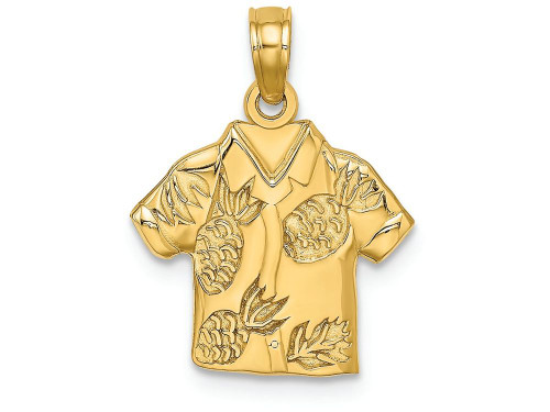 FJC Finejewelers 14k Yellow Gold Hawaiian Style Shirt with Pineapples Charm K7150A