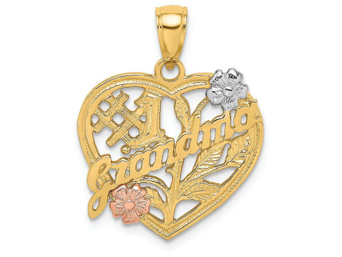 Finejewelers 14k Two-tone Gold #1 Grandma On Heart with Flowers Charm