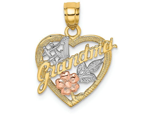 FJC Finejewelers 14k Two-tone Gold #1 Grandma in Hearttri-color Charm K8991C
