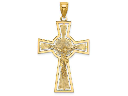 FJC Finejewelers 14k Yellow Gold Crucifix with Center Circle Charm K8440A