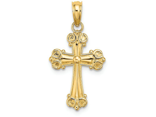 FJC Finejewelers 14k Yellow Gold Cross with Scroll Tips and Button Center Charm K8416A
