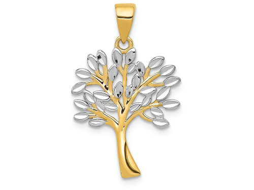 FJC Finejewelers 14k Yellow Gold with Rhodium Bright Cut Tree Charm K5275A