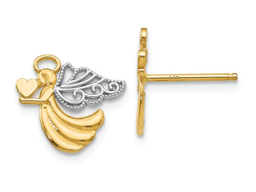 FJC Finejewelers 14k Yellow Gold with Rhodium Angel with Heart Post Earrings K4523A