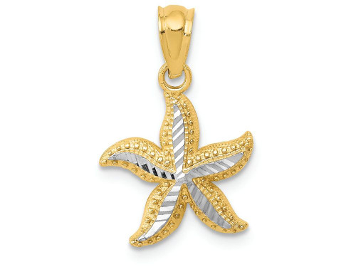 FJC Finejewelers 14k Yellow Gold with with Rhodium Bright Cut Starfish Charm K6060A