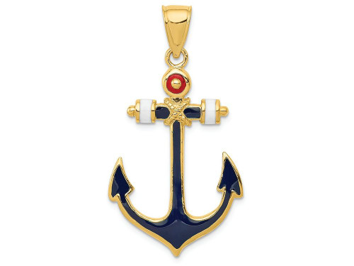 FJC Finejewelers 14k Yellow Gold Red White and Blue Enameled Anchor Charm K4201A