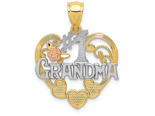 FJC Finejewelers 14k Two-tone Gold and with Rhodium #1 Grandma Heart Charm K2683C