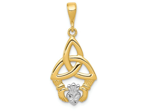 FJC Finejewelers 14k Yellow Gold with Rhodium Bright Cut Claddagh Charm K2744A