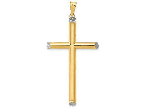 Finejewelers 14k Yellow with Rhodium Bright Cut Cross Charm in 14 kt Two Tone Gold