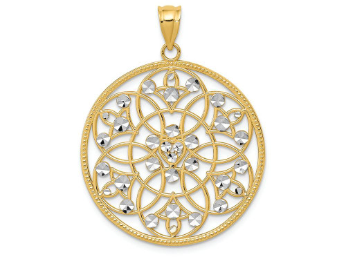 FJC Finejewelers 14k Yellow Gold and with Rhodium Bright Cut Circle Charm K3484A