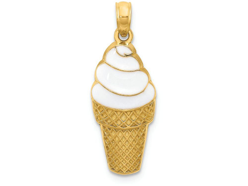 FJC Finejewelers 14k Yellow Gold Enameled Vanilla Ice Cream Cone Charm K1812A