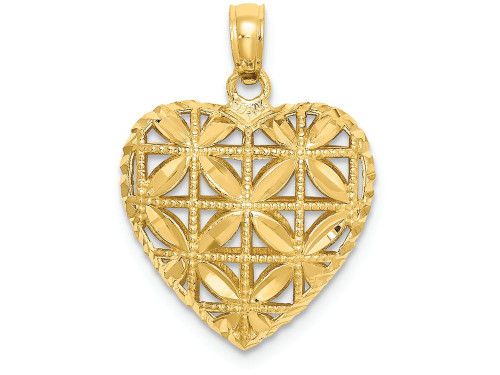 FJC Finejewelers 14k Yellow Gold Bright Cut Open Puffed Heart Charm K2506A