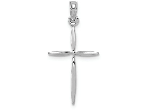 Finejewelers 14k White Gold Bright Cut Stick Cross with Tapered Ends Charm