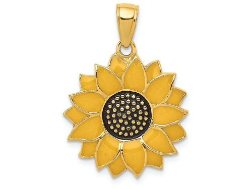 FJC Finejewelers 14k Yellow Gold Enameled Yellow Sunflower Charm K1965A