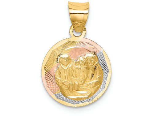 FJC Finejewelers 14k Yellow Gold and with Rhodium Polished and Bright Cut Baptism Circle Charm K5674A