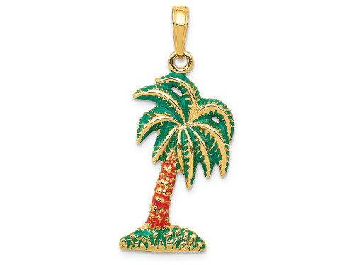 FJC Finejewelers 14k Yellow Gold Enameled Palm Tree Charm K2897A