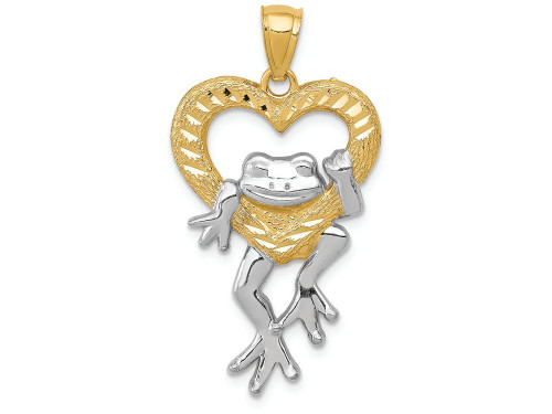 FJC Finejewelers 14k Yellow Gold and with Rhodium Bright Cut Frog in Heart Charm K3293A