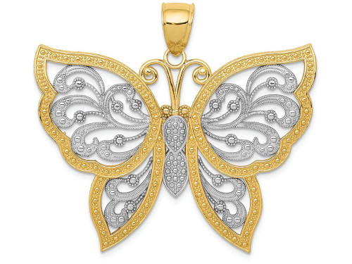 FJC Finejewelers 14k Yellow Gold with Rhodium Bright Cut Butterfly Charm K3238A