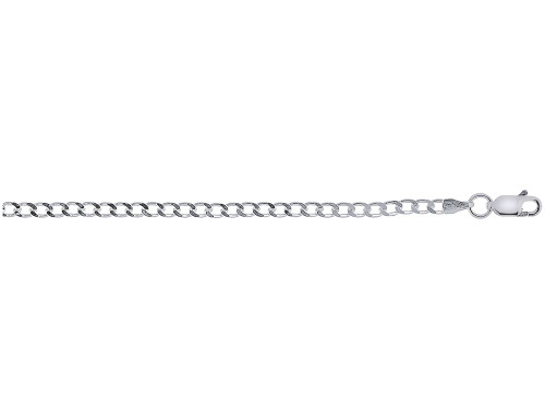 Finejewelers Sterling Silver 16 Inch Rhodium Finish 3.0mm Bright Cut Curb Chain Lobster Clasp 473228T