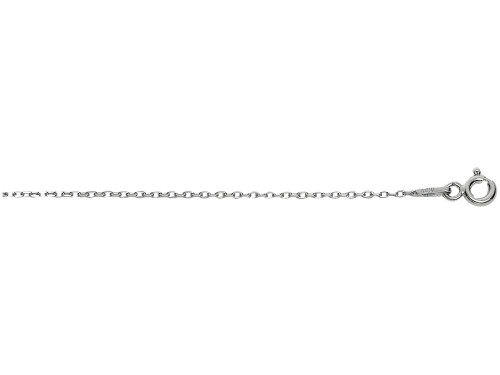 Finejewelers Sterling Silver 16 Inch Rhodium Finish 0.8mm Bright Cut Cable Chain Spring Ring Clasp 473221T