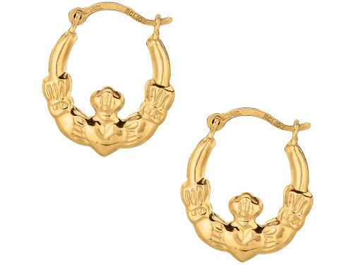 Finejewelers 10 Kt Yellow Gold 10k Textured Round Claddagh Small Hoop Earrings 470330W