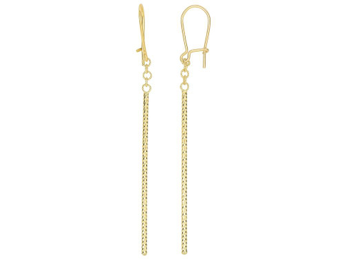 Finejewelers 14 Kt Yellow Gold 63x1.5mm Long T Ube Bar Fancy Drop Earring Safety Clip Euro-wire 470872A
