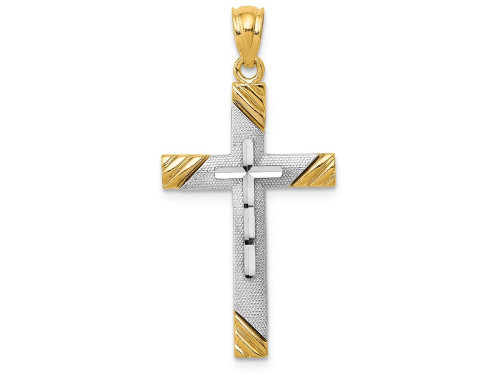 FJC Finejewelers 14k Yellow Gold with Rhodium Plated Cross Charm D4411A