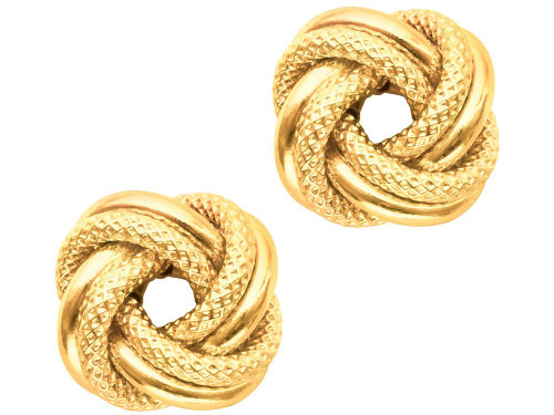 Finejewelers 14 Kt Yellow Gold Textured 2 Row Large Love Knot Earring
